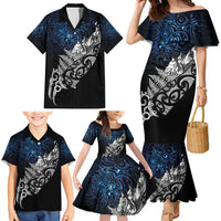 Maori Matariki Family Matching Mermaid Dress and Hawaiian Shirt Landscape Styled Fern - Galaxy