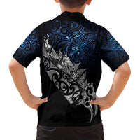 Maori Matariki Family Matching Off The Shoulder Long Sleeve Dress and Hawaiian Shirt Landscape Styled Fern - Galaxy