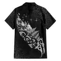 Maori Matariki Family Matching Off The Shoulder Long Sleeve Dress and Hawaiian Shirt Landscape Styled Fern - Monochrome