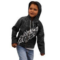 Maori Matariki Kid Hoodie Landscape Styled Fern - Monochrome