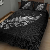 Maori Matariki Quilt Bed Set Landscape Styled Fern - Monochrome