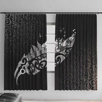 Maori Matariki Window Curtain Landscape Styled Fern - Monochrome