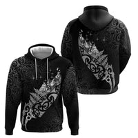 Maori Matariki Zip Hoodie Landscape Styled Fern - Monochrome LT7 - Polynesian Pride