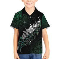Maori Matariki Family Matching Tank Maxi Dress and Hawaiian Shirt Landscape Styled Fern - Paua Shell