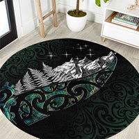 Maori Matariki Round Carpet Landscape Styled Fern - Paua Shell