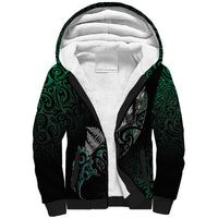 Maori Matariki Sherpa Hoodie Landscape Styled Fern - Paua Shell