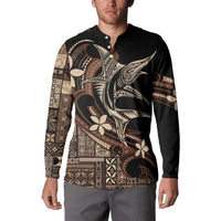 Samoa Manuia le Aso Tuto'atasi Button Sweatshirt Siapo Mamanu Mix Tatau Marlin