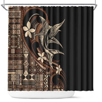 Samoa Manuia le Aso Tuto'atasi Shower Curtain Siapo Mamanu Mix Tatau Marlin