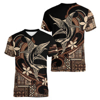 Samoa Manuia le Aso Tuto'atasi Women V-Neck T-Shirt Siapo Mamanu Mix Tatau Marlin