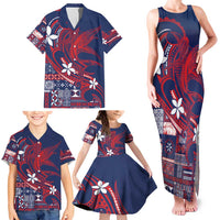 Samoa Manuia le Aso Tuto'atasi Family Matching Tank Maxi Dress and Hawaiian Shirt Siapo Mamanu Mix Tatau Marlin - Flag Color LT7 - Polynesian Pride