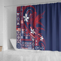 Samoa Manuia le Aso Tuto'atasi Shower Curtain Siapo Mamanu Mix Tatau Marlin - Flag Color