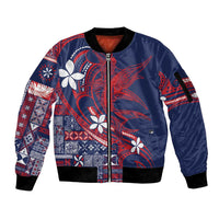 Samoa Manuia le Aso Tuto'atasi Sleeve Zip Bomber Jacket Siapo Mamanu Mix Tatau Marlin - Flag Color