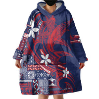 Samoa Manuia le Aso Tuto'atasi Wearable Blanket Hoodie Siapo Mamanu Mix Tatau Marlin - Flag Color