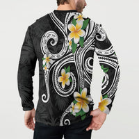 Kanaka Maoli Hawaii Plumeria Button Sweatshirt Dancing Tentacles Black Style