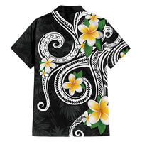 Kanaka Maoli Hawaii Plumeria Family Matching Off The Shoulder Long Sleeve Dress and Hawaiian Shirt Dancing Tentacles Black Style