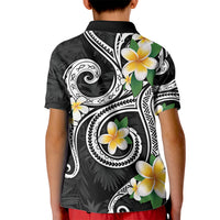 Kanaka Maoli Hawaii Plumeria Kid Polo Shirt Dancing Tentacles Black Style