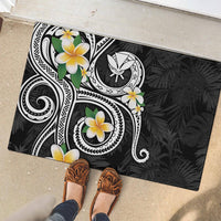 Kanaka Maoli Hawaii Plumeria Rubber Doormat Dancing Tentacles Black Style