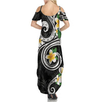 Kanaka Maoli Hawaii Plumeria Summer Maxi Dress Dancing Tentacles Black Style LT7 - Polynesian Pride
