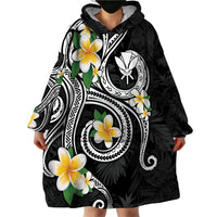 Kanaka Maoli Hawaii Plumeria Wearable Blanket Hoodie Dancing Tentacles Black Style