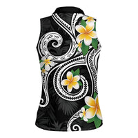 Kanaka Maoli Hawaii Plumeria Women Sleeveless Polo Shirt Dancing Tentacles Black Style LT7 - Polynesian Pride