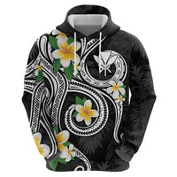 Kanaka Maoli Hawaii Plumeria Zip Hoodie Dancing Tentacles Black Style