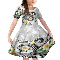 Kanaka Maoli Hawaii Plumeria Family Matching Mermaid Dress and Hawaiian Shirt Dancing Tentacles White Style