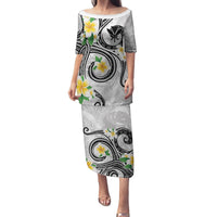 Kanaka Maoli Hawaii Plumeria Family Matching Puletasi and Hawaiian Shirt Dancing Tentacles White Style