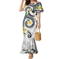 Kanaka Maoli Hawaii Plumeria Mermaid Dress Dancing Tentacles White Style LT7 Women White - Polynesian Pride