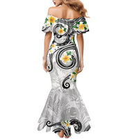Kanaka Maoli Hawaii Plumeria Mermaid Dress Dancing Tentacles White Style LT7 - Polynesian Pride