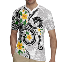 Kanaka Maoli Hawaii Plumeria Rugby Jersey Dancing Tentacles White Style LT7 - Polynesian Pride