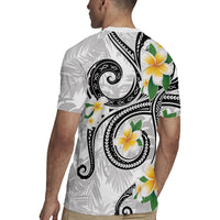 Kanaka Maoli Hawaii Plumeria Rugby Jersey Dancing Tentacles White Style LT7 - Polynesian Pride