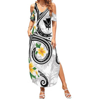 Kanaka Maoli Hawaii Plumeria Summer Maxi Dress Dancing Tentacles White Style