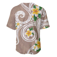 Kanaka Maoli Hawaii Plumeria Baseball Jersey Dancing Tentacles Beige Style