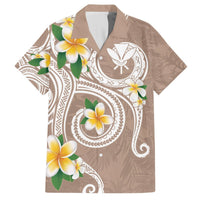 Kanaka Maoli Hawaii Plumeria Hawaiian Shirt Dancing Tentacles Beige Style LT7 Beige - Polynesian Pride
