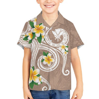 Kanaka Maoli Hawaii Plumeria Hawaiian Shirt Dancing Tentacles Beige Style LT7 - Polynesian Pride