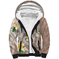 Kanaka Maoli Hawaii Plumeria Sherpa Hoodie Dancing Tentacles Beige Style LT7 Unisex Beige - Polynesian Pride