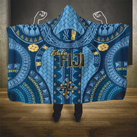 Bula Fiji Vintage Hooded Blanket Prussian Blue Masi Motifs