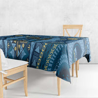 Bula Fiji Vintage Tablecloth Prussian Blue Masi Motifs