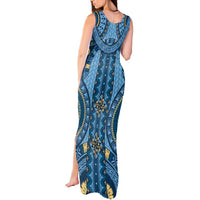 Bula Fiji Vintage Tank Maxi Dress Prussian Blue Masi Motifs
