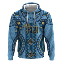 Bula Fiji Vintage Zip Hoodie Prussian Blue Masi Motifs