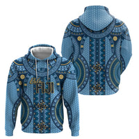 Bula Fiji Vintage Zip Hoodie Prussian Blue Masi Motifs