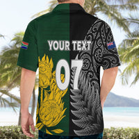 Personalised New Zealand Mix South Africa Rugby Hawaiian Shirt Protea Vs. Silver Ferns LT7 - Polynesian Pride