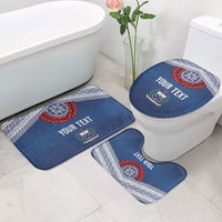 Manu Samoa Rugby Custom Navy Blue Bathroom Set ʻIe Toga Pattern With Red Ula fala LT7 - Polynesian Pride