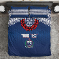 Manu Samoa Rugby Custom Navy Blue Bedding Set ʻIe Toga Pattern With Red Ula fala LT7 Navy Blue - Polynesian Pride