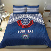 Manu Samoa Rugby Custom Navy Blue Bedding Set ʻIe Toga Pattern With Red Ula fala LT7 - Polynesian Pride