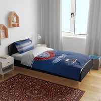 Manu Samoa Rugby Custom Navy Blue Bedding Set ʻIe Toga Pattern With Red Ula fala LT7 - Polynesian Pride