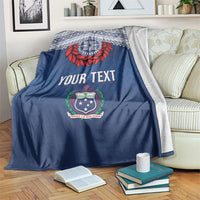 Manu Samoa Rugby Custom Navy Blue Blanket ʻIe Toga Pattern With Red Ula fala LT7 Navy Blue - Polynesian Pride