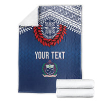 Manu Samoa Rugby Custom Navy Blue Blanket ʻIe Toga Pattern With Red Ula fala LT7 - Polynesian Pride