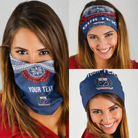Manu Samoa Rugby Custom Navy Blue Neck Gaiter ʻIe Toga Pattern With Red Ula fala LT7 - Polynesian Pride