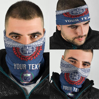 Manu Samoa Rugby Custom Navy Blue Neck Gaiter ʻIe Toga Pattern With Red Ula fala LT7 - Polynesian Pride